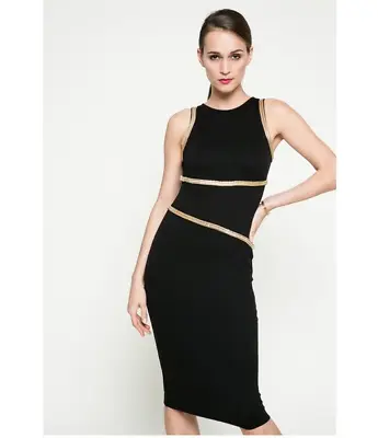 Nwt MARCIANO GOLD METAL EMBELLISHED BANDAGE Bodycon Dress • $42.49