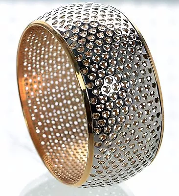 Steel By Design Two-Tone Bold Cutout Bangle Bracelet • $19.99