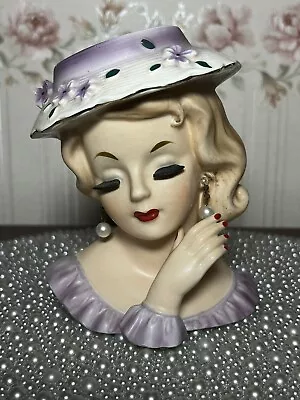 Vintage Ucagco Lady Head Vase Pretty In Purple • $174.99