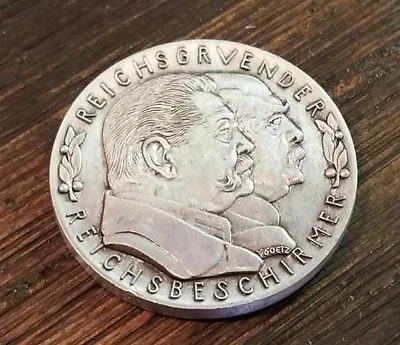 $9.99 • Buy German Karl Goetz Medal Medallion Coin Bismarck Hindenburg 1931 Silver Finish