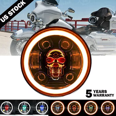 For Yamaha V-Star XVS 650 950 1100 5 3/4 5.75  RGB Skull LED Headlight High Low • $39.99