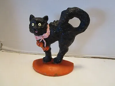 Vintage Cast Iron Black Cat Doorstop Halloween Pumpkins 7.5” Tall • $67