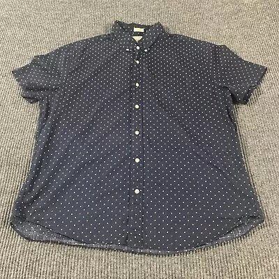 J Crew Top Womens XL Blue Button Up Classic Polka Dot Short Sleeve Shirt Cotton • $13.45