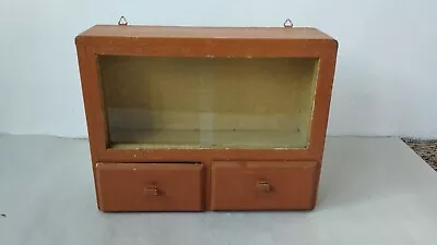 Antique  Vintage Wood&Glass  Medicine Cabinet Apothecary Wall Chest • $78.55