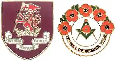 Duke Of Wellington Regiment Badge And Masonic We Will Remember Enamel Badge • £9.99