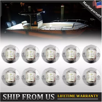 10 Pcs LED Marine Courtesy Lights 3 Inch White Boat Deck Cabin Lamp Stern Light • $29.97