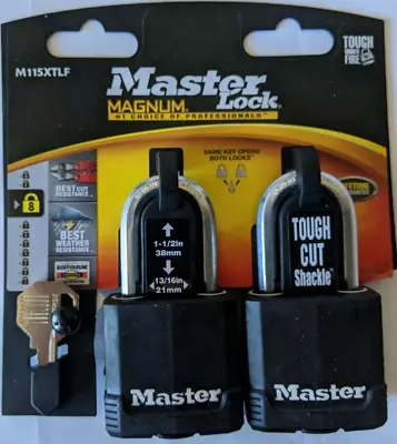 NEW Master Lock 2 Pack Magnum Heavy Duty Outdoor Keyed Alike Padlocks M115XTLF • $23.99