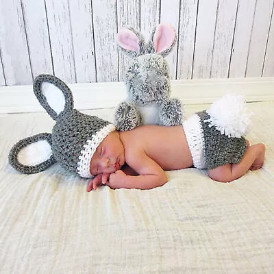 1 Set Newborn Sweater Easy To Wear Photography Little Gray Rabbit Photo Toddler • $12.11