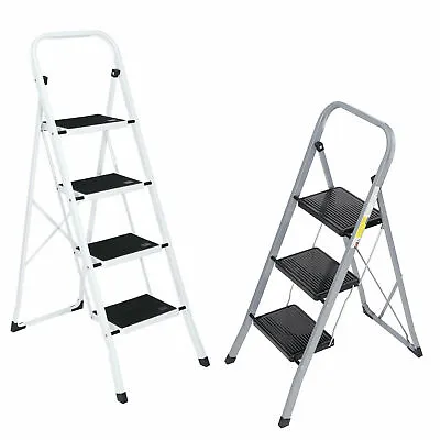 Lightweight Non-Slip 3/4 Steps Ladder With Handrail Steel Utility Stool 300 Lbs • $49.58