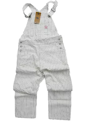 RETRO Levi’s Overalls Relaxed Off White Blue Stripes Men’s Sz XLARGE • $70