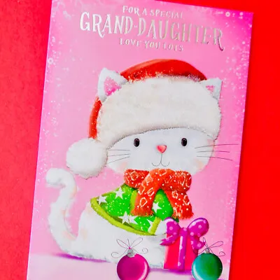 For A Special GRANDDAUGHTER Christmas Card Cute Cat Xmas Girl Grand Daughter • £2.25