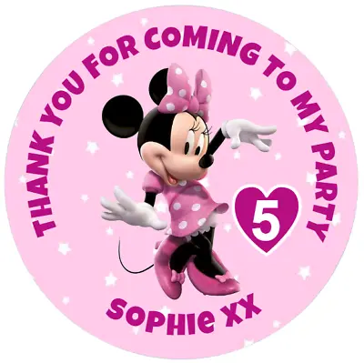 36 LARGE Personalised Minnie Mouse Stickers 60mm • $6.23