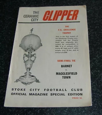 Barnet V Macclesfield - 1970 FA Trophy Semi Final Played @Stoke • £2.25
