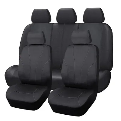 Universal Car Seat Covers PU Leather Rear Split 40/60 50/50 60/40 Black Classic • $47.99