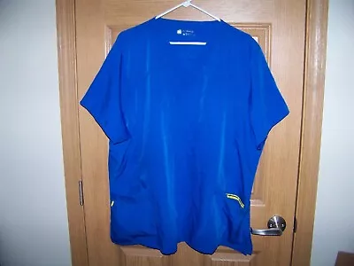 Four Stretch Wonder Wink Royal Blue Medical Scrub Top Sz 3x V-neck Pockets Clean • $14.81