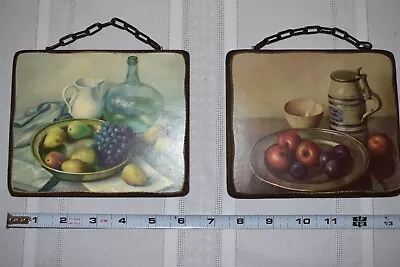 Wood And Rustic Print Wall Vintage Décor Fruit Art  Picture Plaques- Two • $14