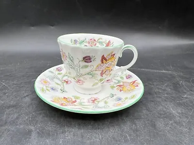 Minton Haddon Hall Demitasse Cup Saucer B1451 Green Trim John Wadsworth Design • $20