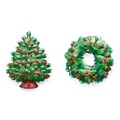 Wreath And Tree Assortment Cake Top (24 Pieces) Winter Themed Cake Decor • $19.80