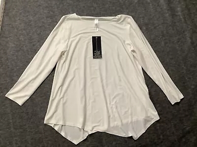 Marla Wynne Ivory Medium 3/4 Sleeve Tunic Top Flowy Blouse Minimalist Popover • $19.99