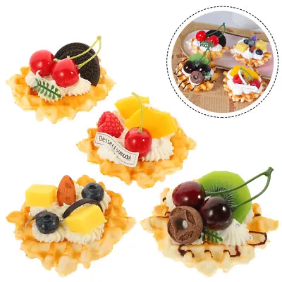  4 Pcs Artificial Fruit Pu Fake Desserts Simulation Of Food Cupcake Props • £15.25