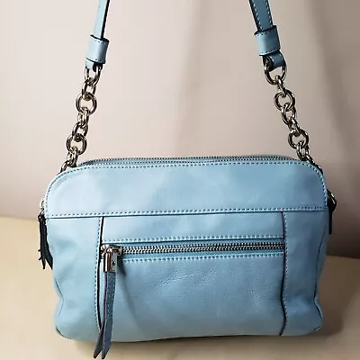 B. Makowsky Teal Leather Double Zip Chain Link Satchel Handbag New Was Display • $29.99