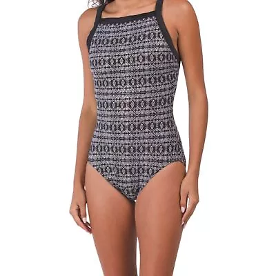 MIRACLESUIT Tummy Control Incan Stipe Torpedo One-piece Swimsuit 8 Black White • $40