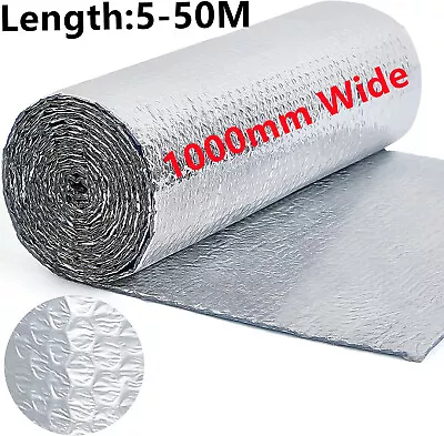 1M Wide 5-50M Insulation Foil Metal Shed Bubble Aluminium Loft Caravan Wall Van • £12.59