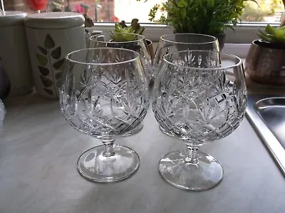 £5.50 • Buy 4 Royal Doulton Medium Sized Clear Cut Glass Brandy Glasses
