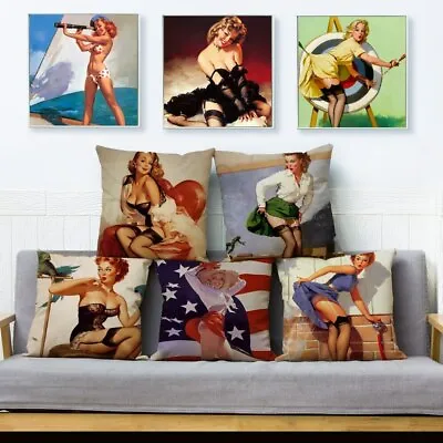 European Vinage Girl Cushion Cover Home Pillow Decor Sexy Marilyn Monroe Linen • $8.79