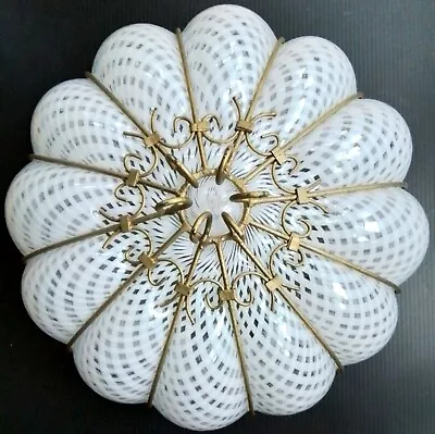 Vintage Blown Glass Ceiling Glass Light Shade-look ! • $129.50