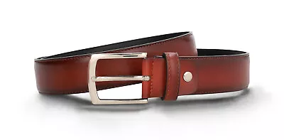 Mens Classic Formal Vegan Belt On Brown Apple Leather Square Silver Buckle Dress • $65.76