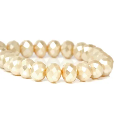 STRAND (144) OPAQUE AB CREAM CRYSTAL FACETED RONDELLE BEADS~8mm~Bracelets () • £4.65