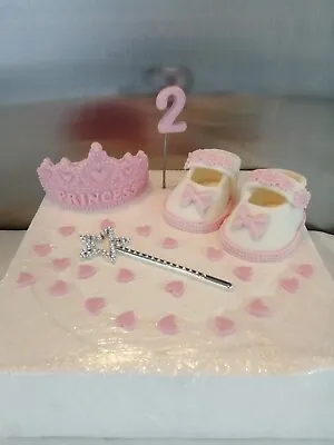 Edible Fondant Baby Shoes Princess Theme Cake Topper  • £23