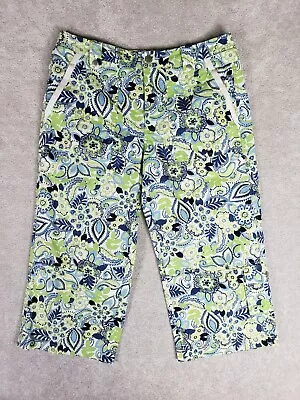 Sigrid Olsen Women's Pants Size 6 Capri Green Blue Floral Cotton • $7.49