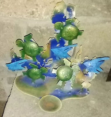Sea Life Angel Fish & Turtles Seaweed Metal Art Sculpture Votive  Holder NWT • $32