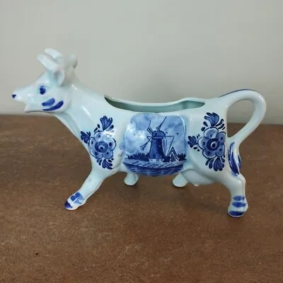 Vintage Cow Shaped Delft Creamer A Souvenir From The Holland • £6.95