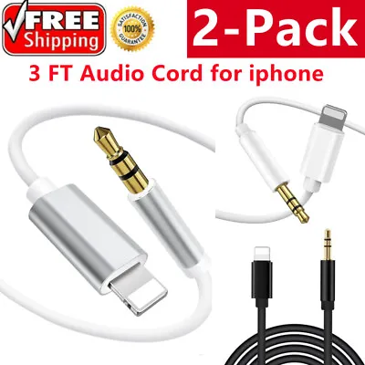 2 Pack For IPhone Audio Cable Adapter 8 Pin To 3.5mm AUX Audio Car Adapter Cord • $5.99