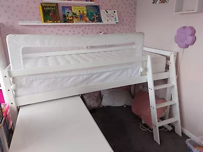 Mid Sleeper Bed With Pull Out Desk And Mattress And Bed Guard • £100