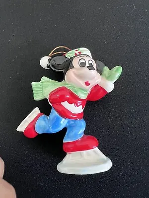 Rare Vintage Ceramic Mickey Mouse Ice Skating Christmas Ornament • $15.99