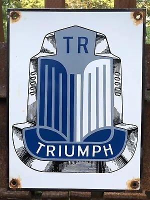 Vintage Triumph Automobile Dealer Service 12” Porcelain Motorcycle Gas Oil Sign • $129.99