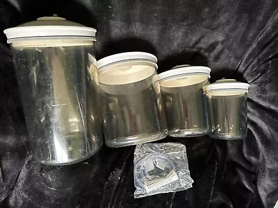 Food Saver Snail Vacuum Seal Canisters 128 80 50 25 & Tube Accessory SMOKE Lot 4 • $79.99