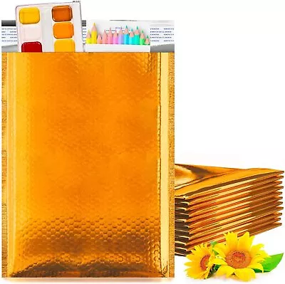 Gold Metallic Bubble Mailers: 9.5 X 13.5 Inches Pack Of 25 • $25.67