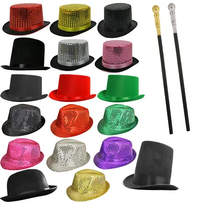 Adults Hat & Cane Costume Set Ringmaster Cabaret Theatre Show Dance Fancy Dress • £5.99