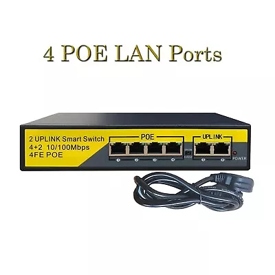 4 CH Port POE Network Ethernet Switch HUB For IP Cameras Power Over Ethernet NVR • £19.50