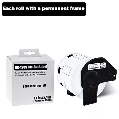 1 Roll White Address Labels DK1209 Fits For Brother DK-1209 QL-720NW W/1 Frame • $10.99