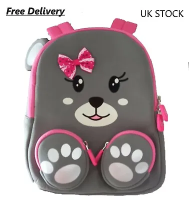 Boy Girl Kids BackpackToddler Children School Bag Zoo Lunch Bag 3D Bear Bag • £9.50