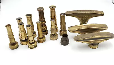 Vtg LOT 13 Brass Hose Nozzles Water Spray Allen Rain Bird Challenger Firestone • $39.99