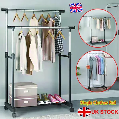 Heavy Duty Metal Clothes Rail Storage Garment Shelf Hanging Display Stand Rack • £9.99