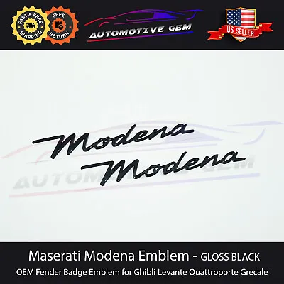 Maserati Modena Fender Emblem GLOSS BLACK LH & RH Side Logo Badge Ghibli Levante • $74.99