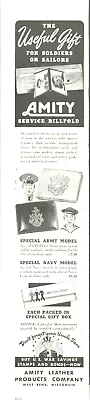 1942 WWII LEATHER BILLFOLD Wallet Vintage PRINT AD Army Navy Gift US WAR BONDS • $10.99